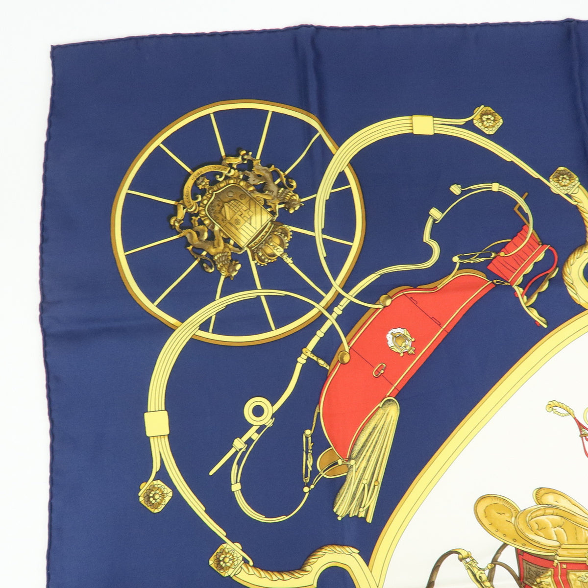 HERMES Carre 90 Silk 100% Scarf SPRINGS Navy Yellow