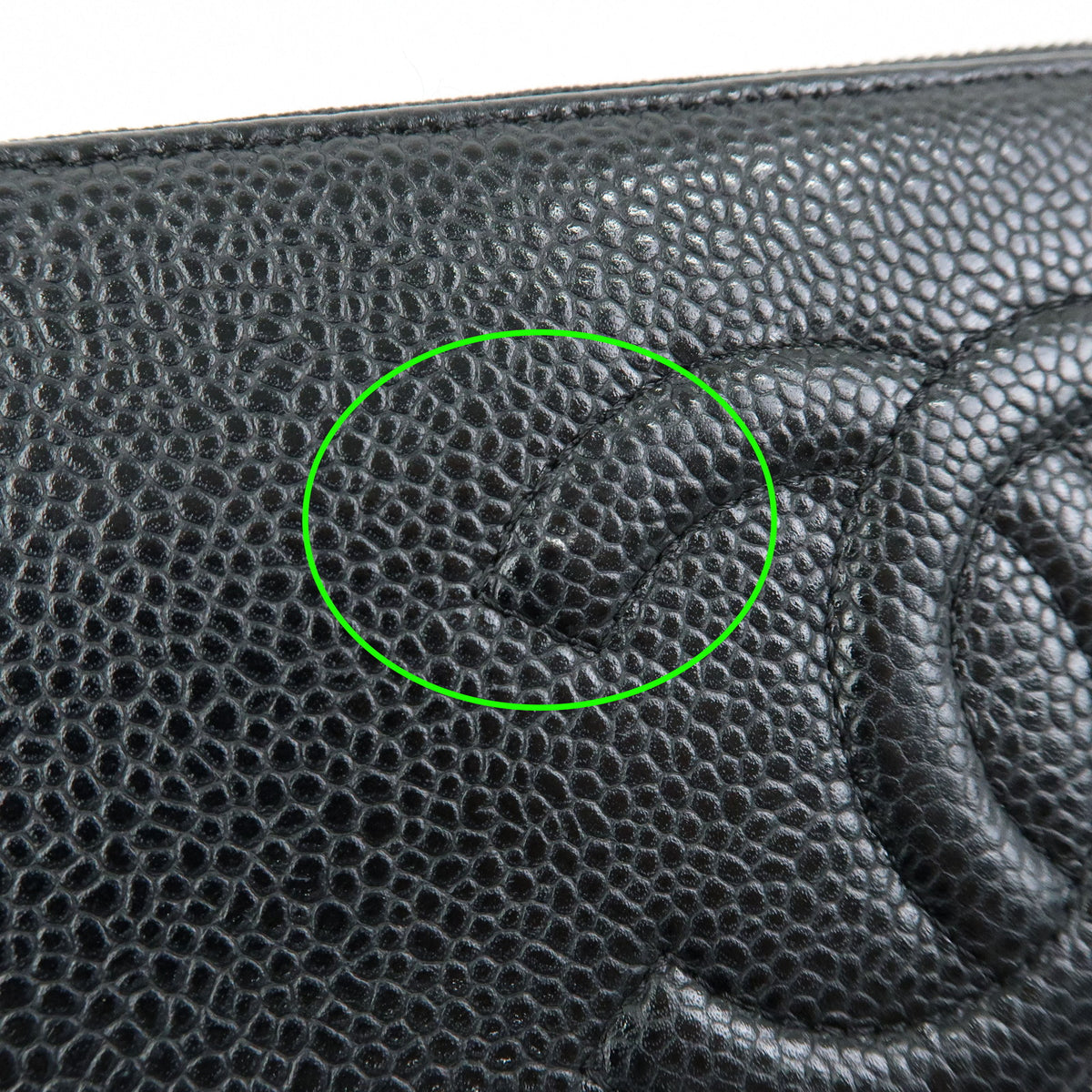 CHANEL COCO Mark Caviarskin Round Zippy Long Wallet Black A50071