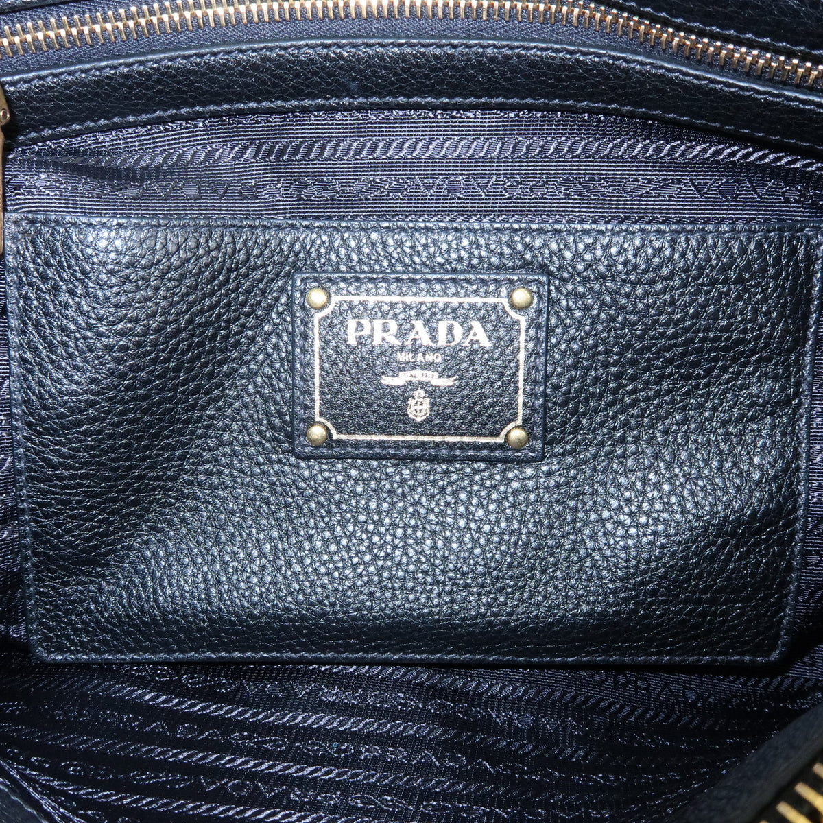 PRADA Logo Leather 2Way Bag Hand Bag Black