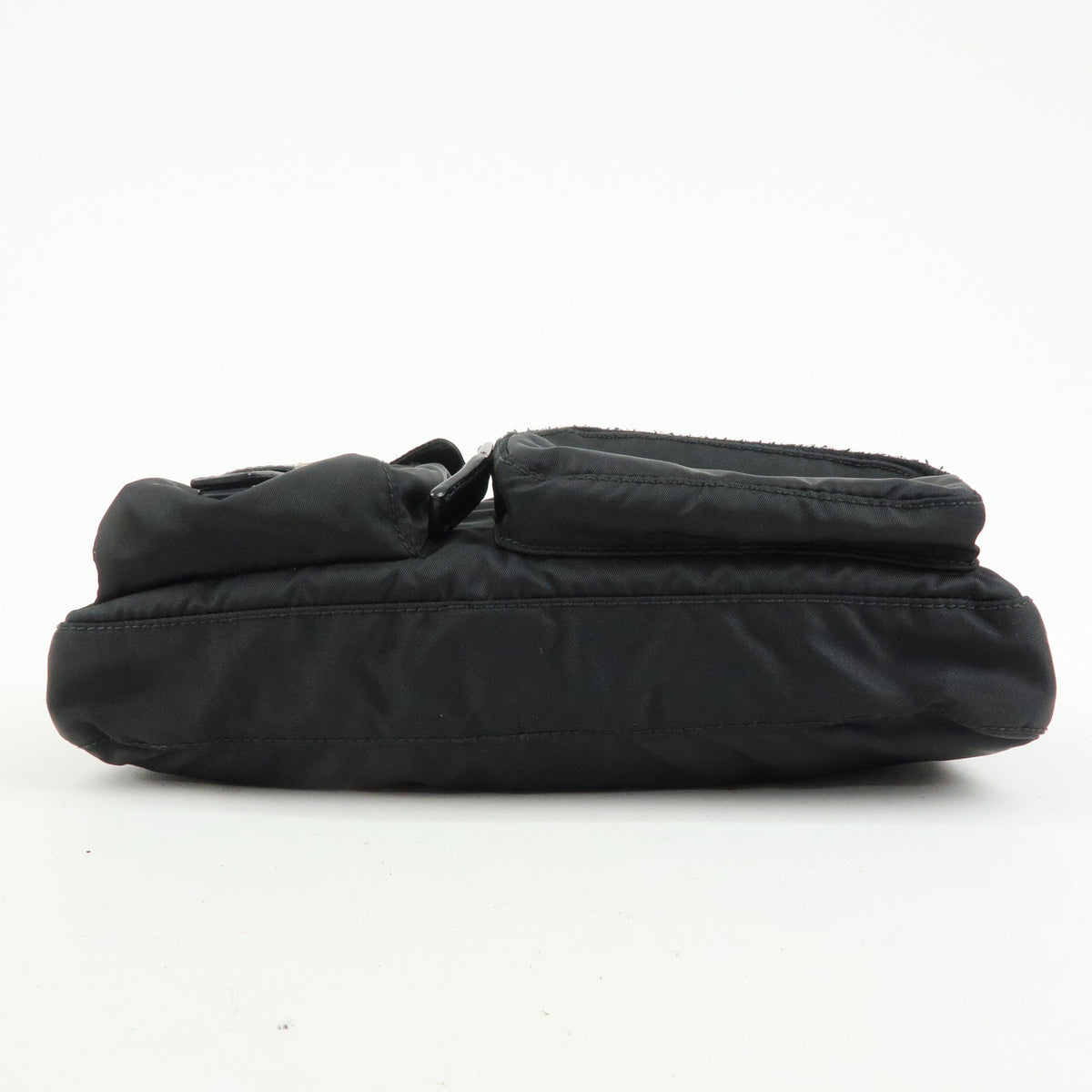 PRADA Triangle Logo Nylon Leather Waist Bag Body Bag Black BM0008