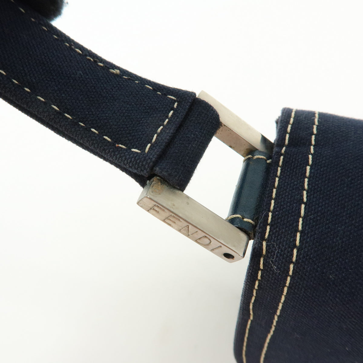 FENDI Mamma Baguette Canvas Shoulder Bag Hand Bag Navy 26424