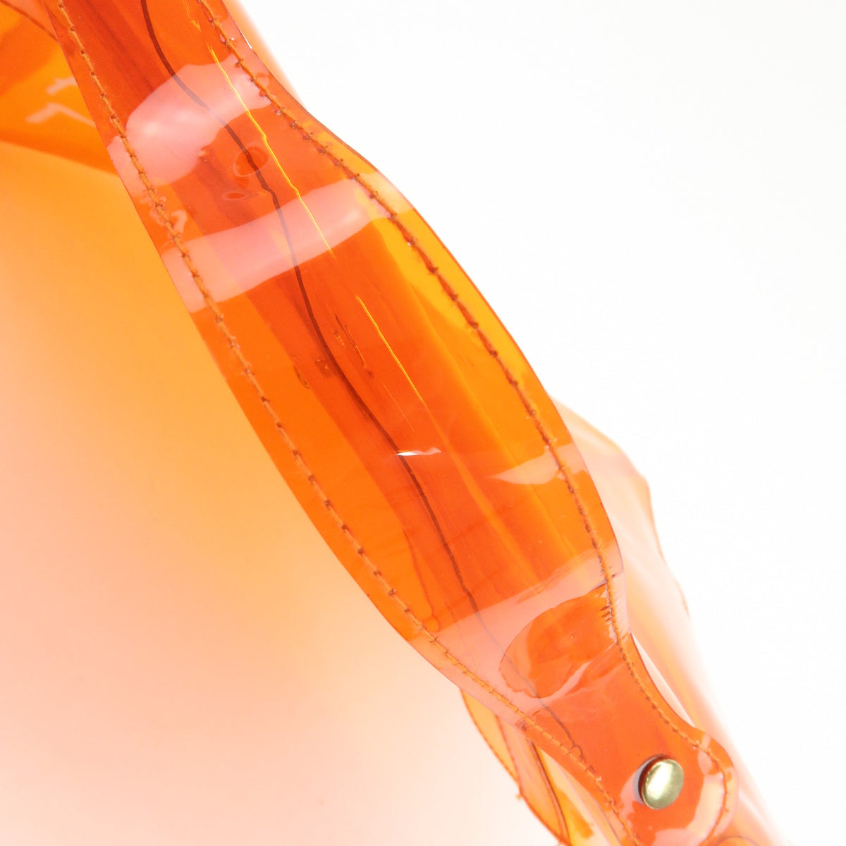 HERMES Kelly Vinyl Turn-Lock Hand Bag Clear Orange