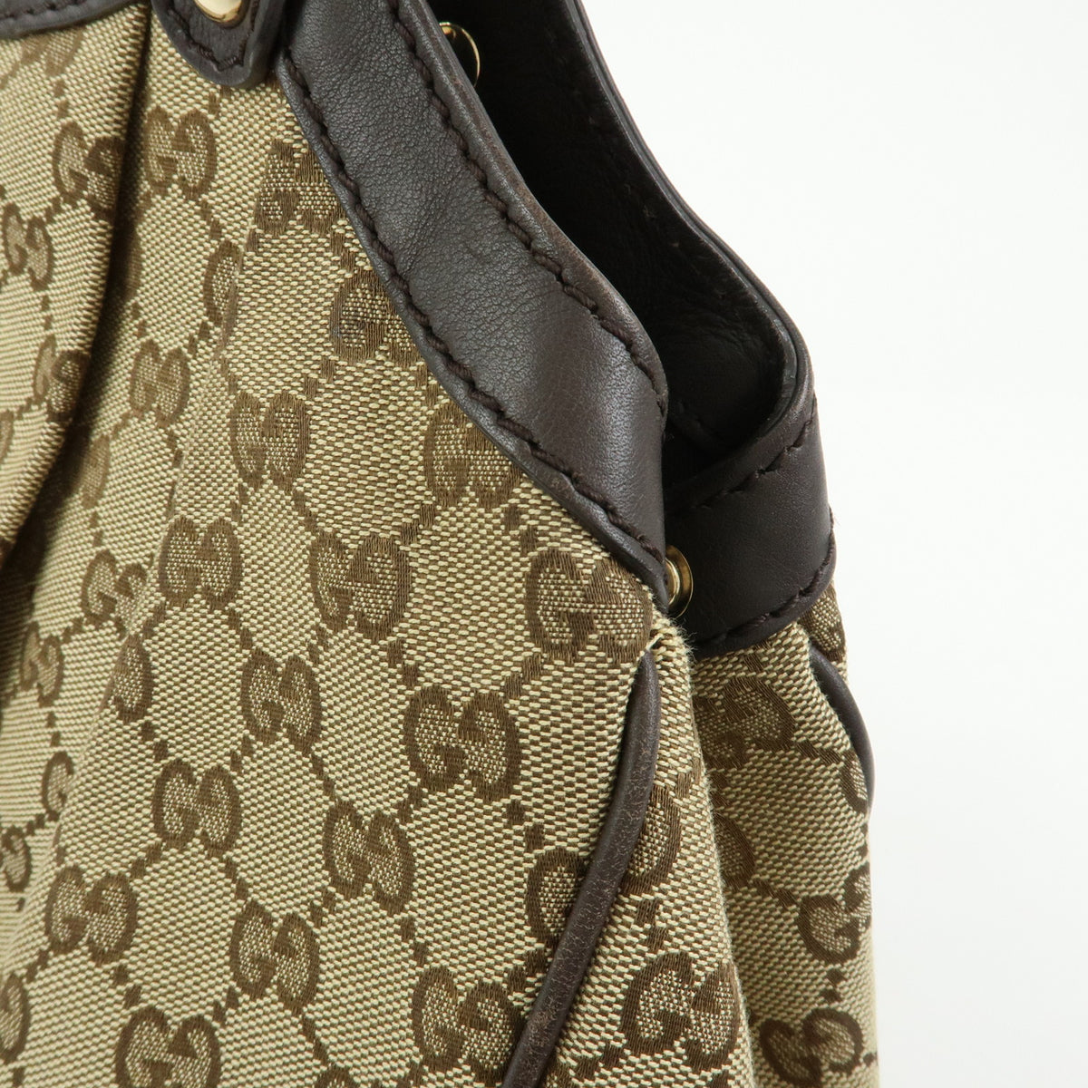 GUCCI Sukey Interlocking G GG Canvas Leather Tote Bag Hand Bag 211944