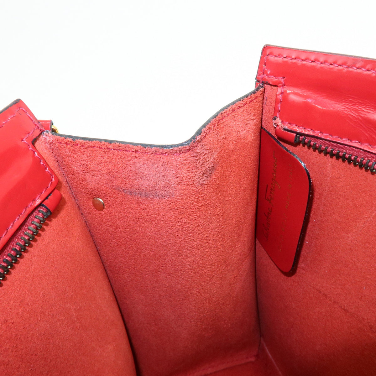 Ferragamo Patent Leather Shoulder Bag Crossbody Bag Red