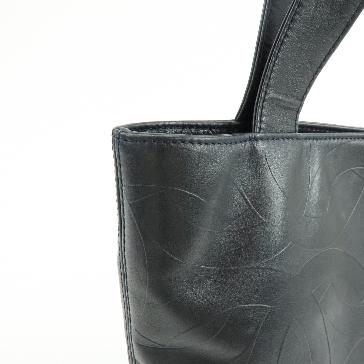 CHANEL COCO Mark Calf Leather Tote Bag Hand Bag Black