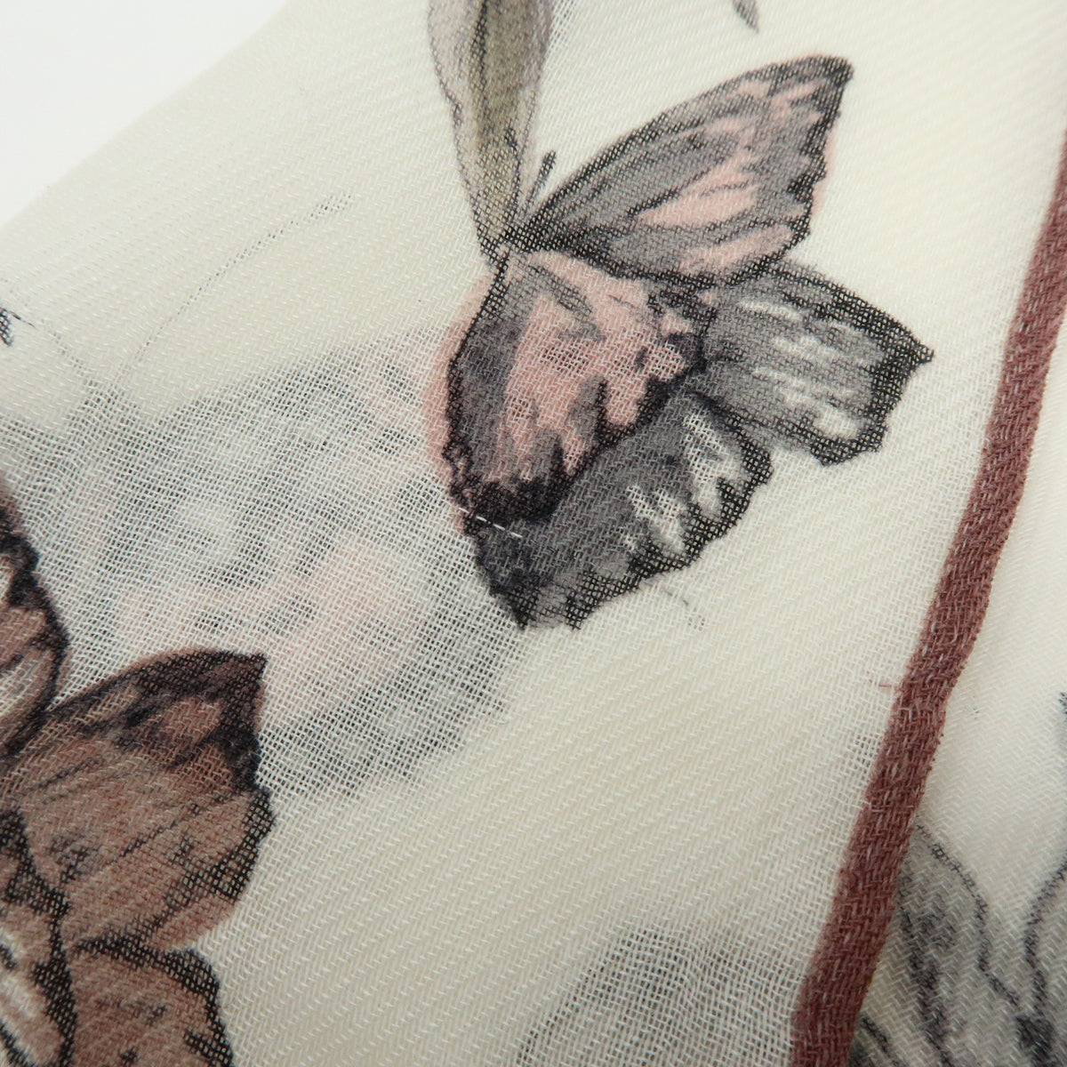 Christian Dior Cashmere 100% Scarf Butterfly Floral White Pink Black