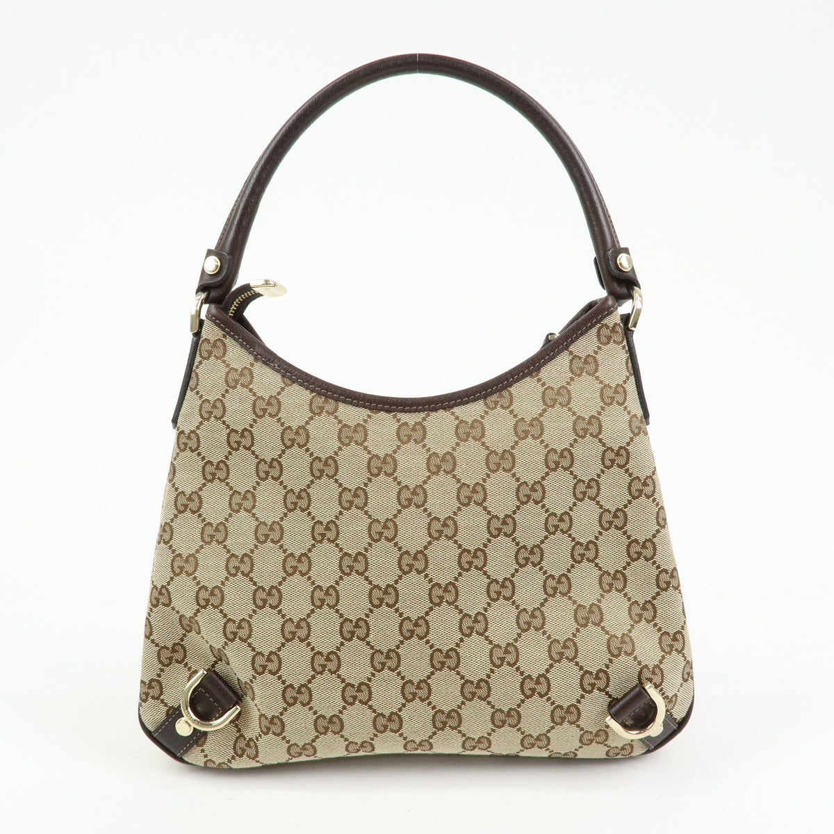 GUCCI Abbey Canvas Leather Shoulder Bag Brown 130738