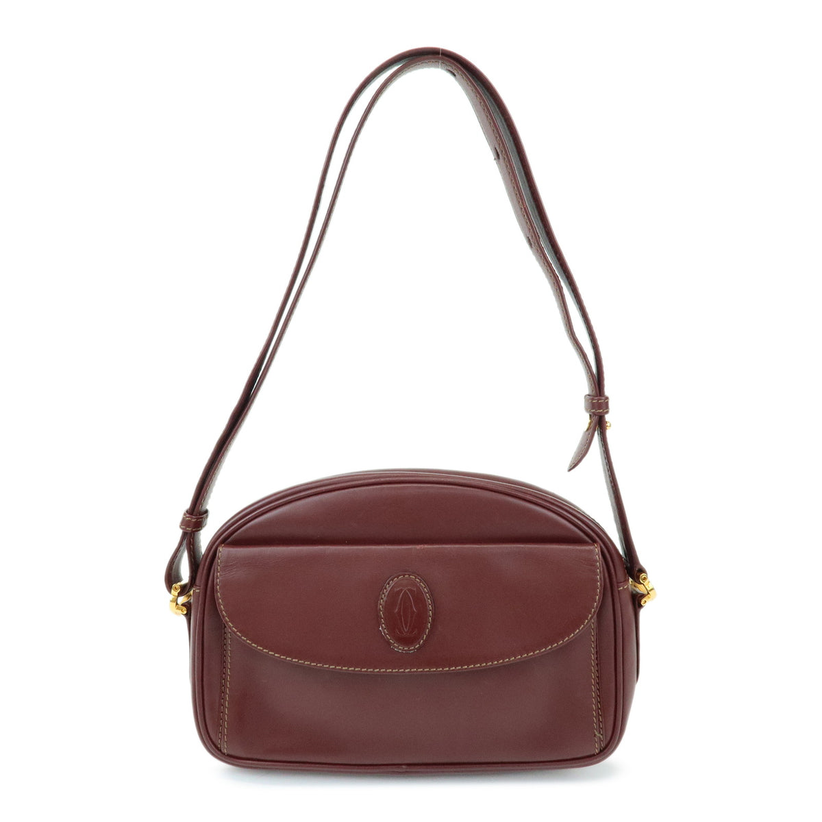 Cartier Must de Cartier Leather Shoulder Bag Bordeaux Wine Red