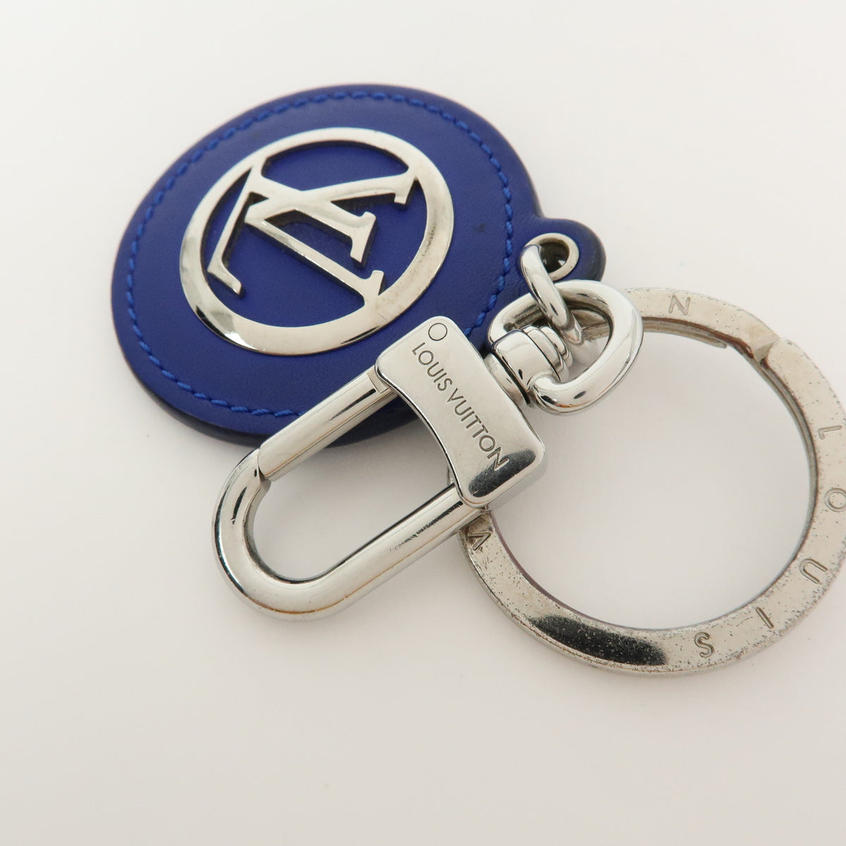 Louis Vuitton Porte Cles Padded Circle Leather Key Chain Blue M00744
