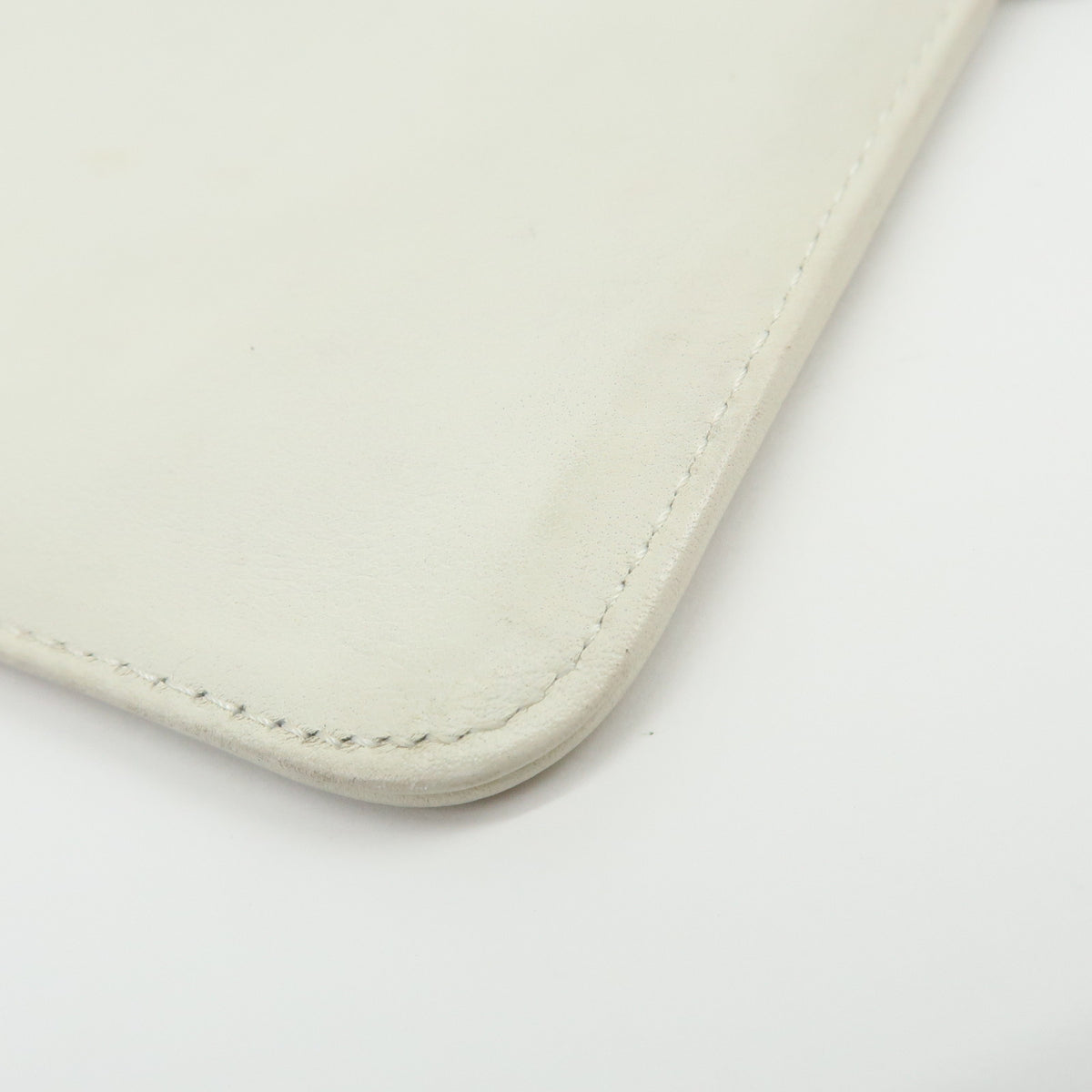 CHANEL COCO Mark Leather Cosmetic Pouch Flat Pouch White