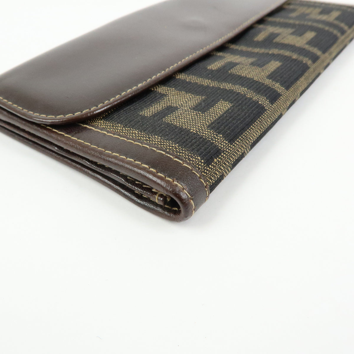 FENDI Zucca Canvas Leather Long Wallet Brown 2804 30806