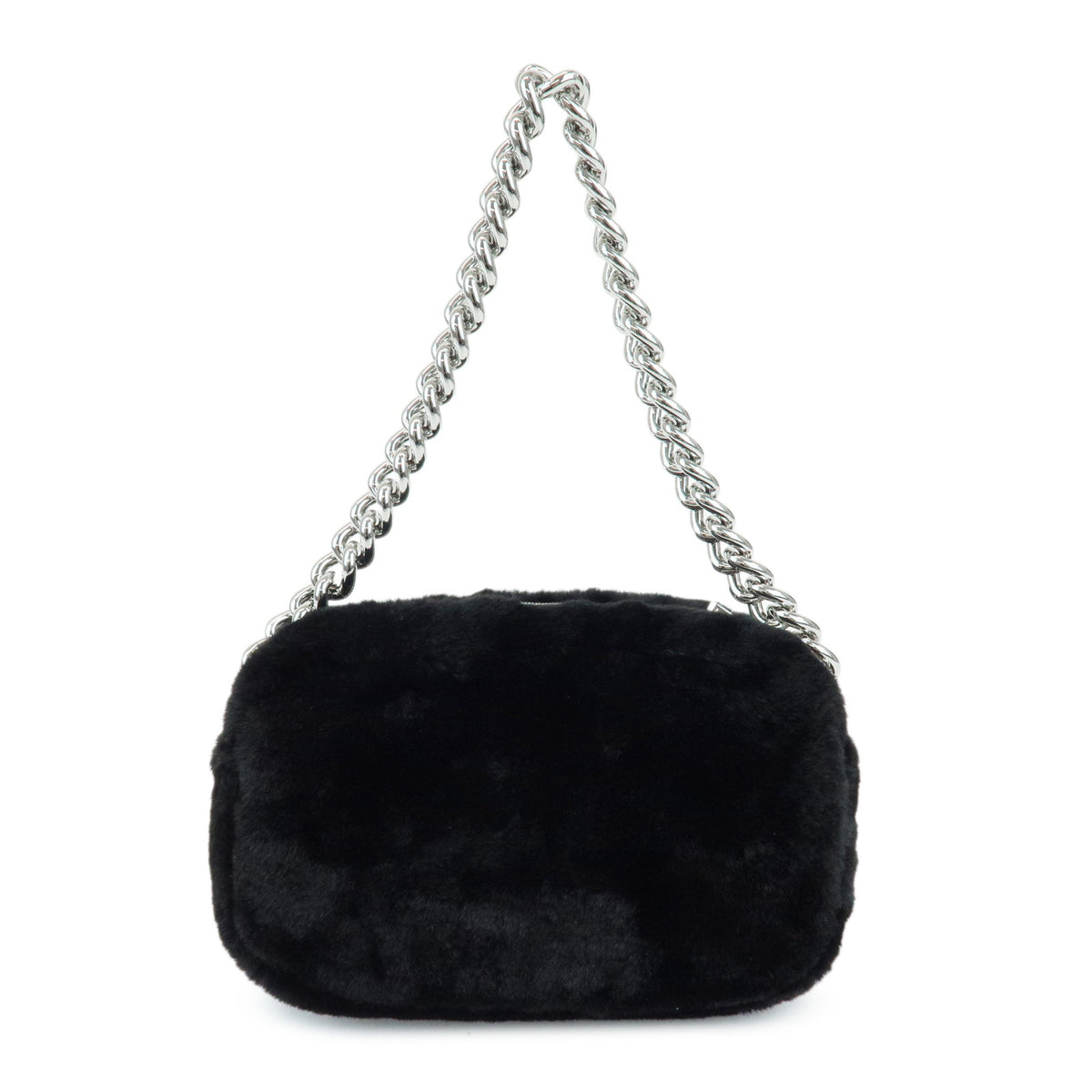 MARC JACOBS THE PLUSH SNAPSHOT Faux Fur Studs 2Way Bag Hand Bag Black