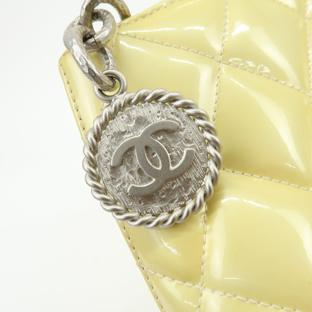 CHANEL Medallion Matelasse COCO Mark Patent Leather Hand Bag A01804