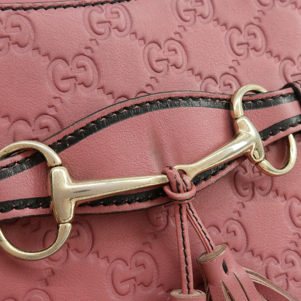 GUCCI Horsebit Guccissima Leather Chain Shoulder Hand Bag Pink 295402