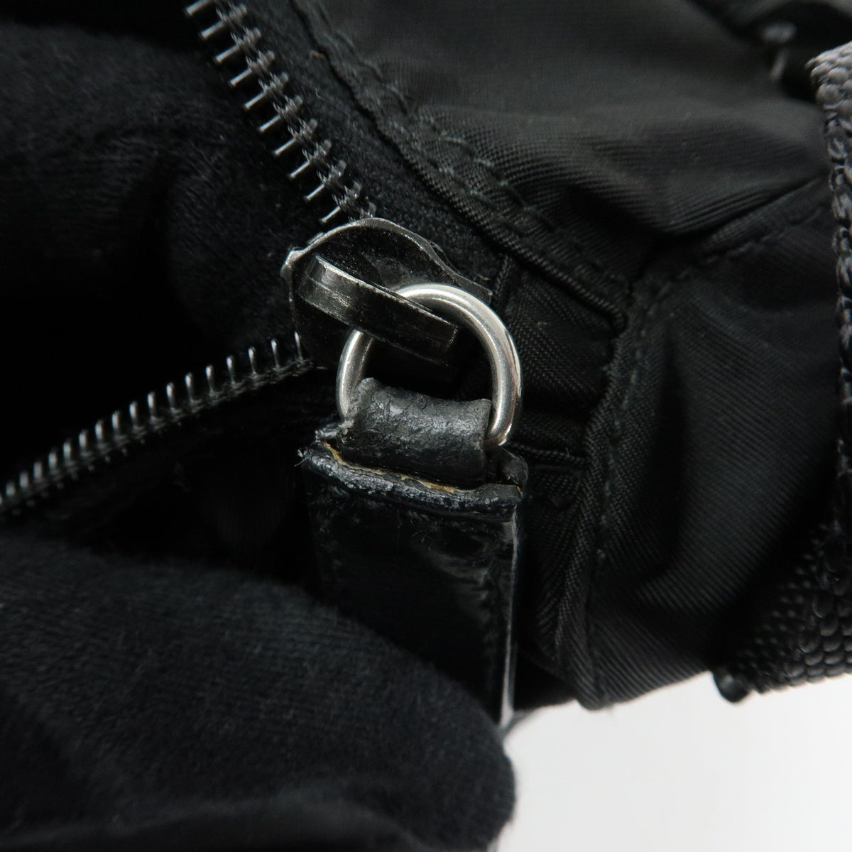 PRADA Triangle Logo Nylon Leather Shoulder Bag Crossbody Bag Black