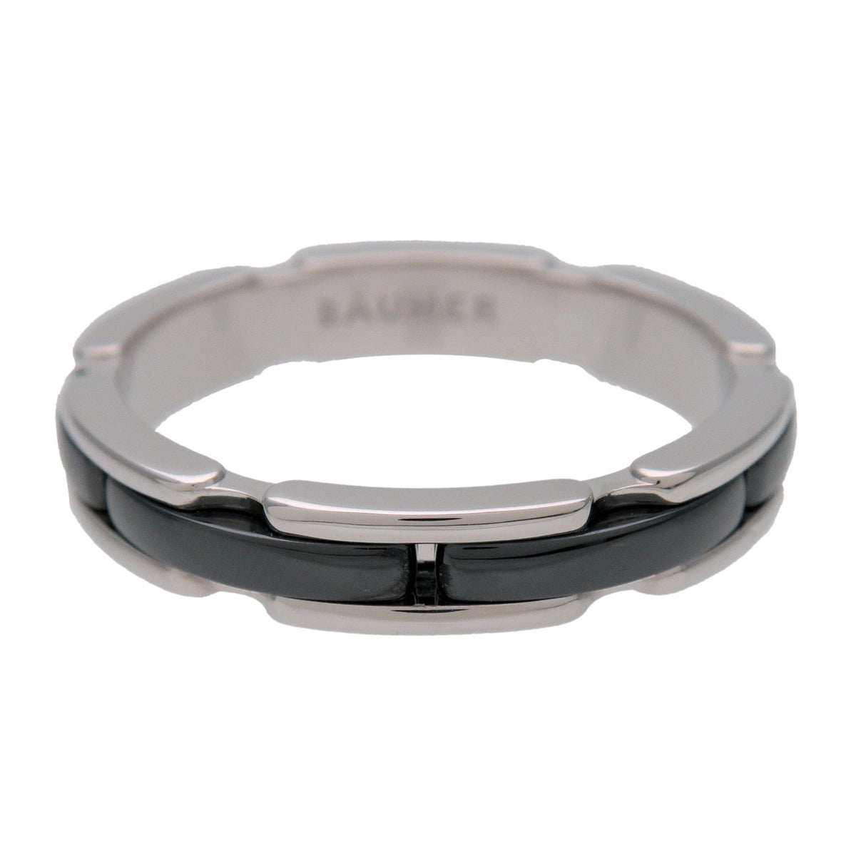 CHANEL Ultra Small Ring K18 750WG Black Ceramic #60 US9 J3092