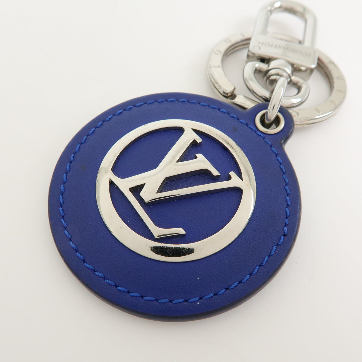 Louis Vuitton Porte Cles Padded Circle Leather Key Chain Blue M00744