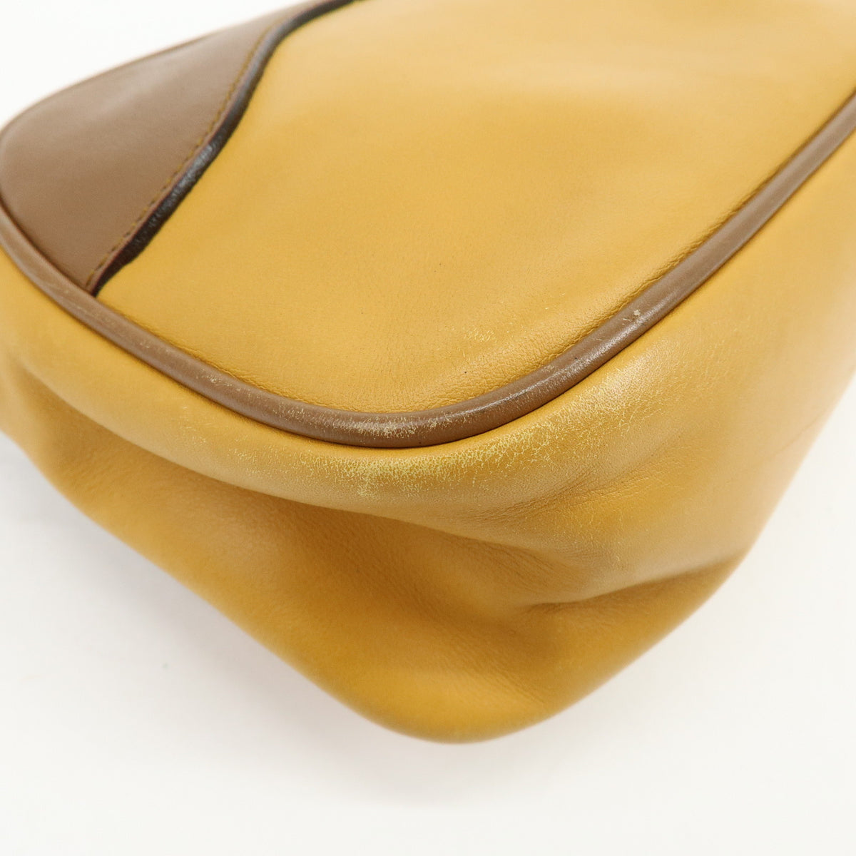 PRADA Logo Sport Leather Shoulder Bag Hand Bag Yellow Brown
