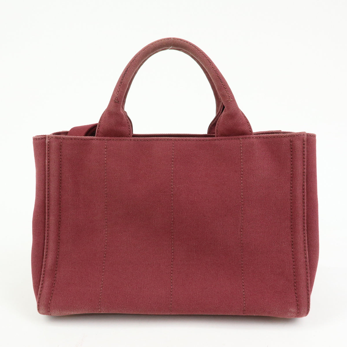 PRADA Triangle Logo Canapa Mini Canvas 2Way Bag Bijoux Bordeaux 1BG439