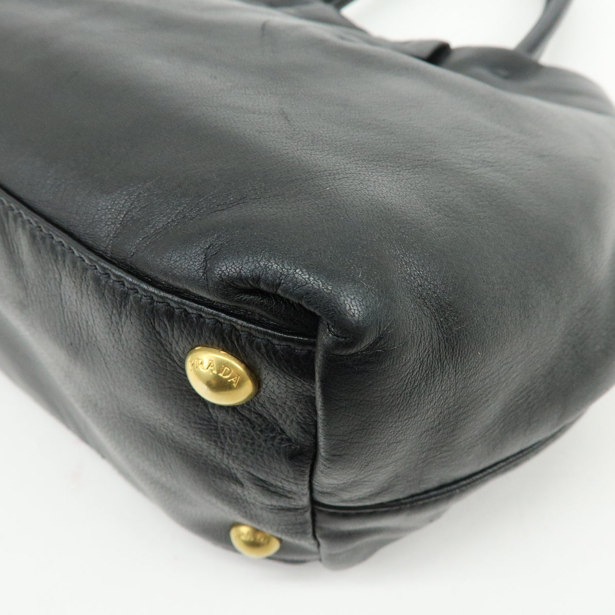 PRADA Nappa Leather Ribbon 2Way Hand Bag Tote Bag Black BN1601