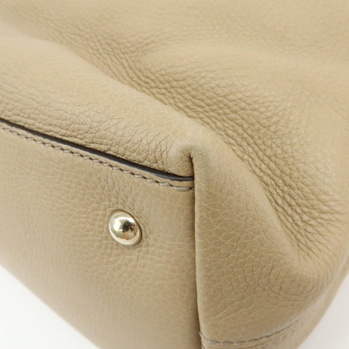 GUCCI SOHO Interlocking G Leather Shoulder Bag Hand Bag Beige 308363