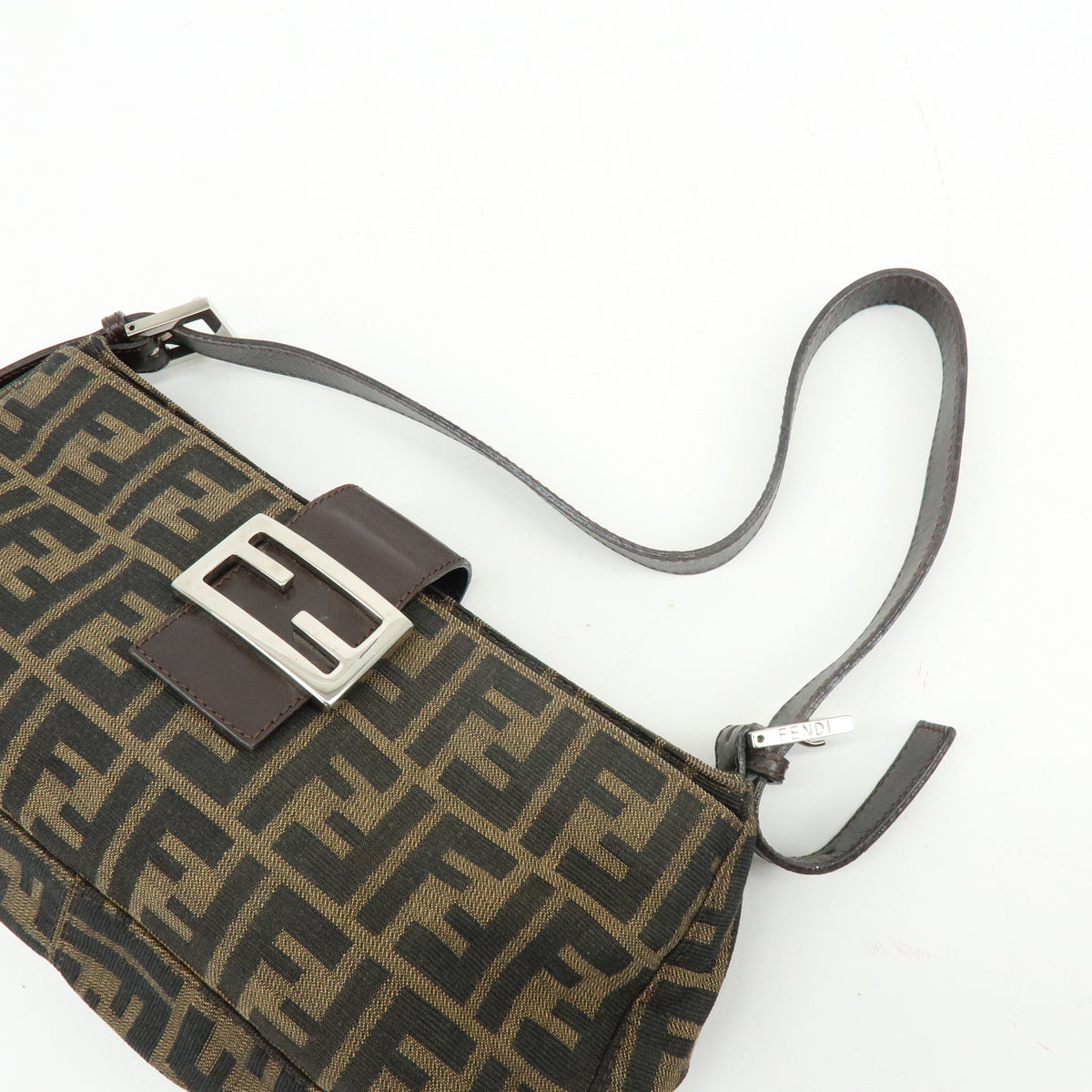 FENDI Zucca Canvas Leather Hand Bag Shoulder Bag Brown 26722