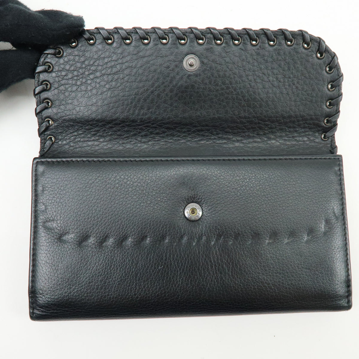 Christian Dior Heart Ethnic Line Leather Long Wallet Black