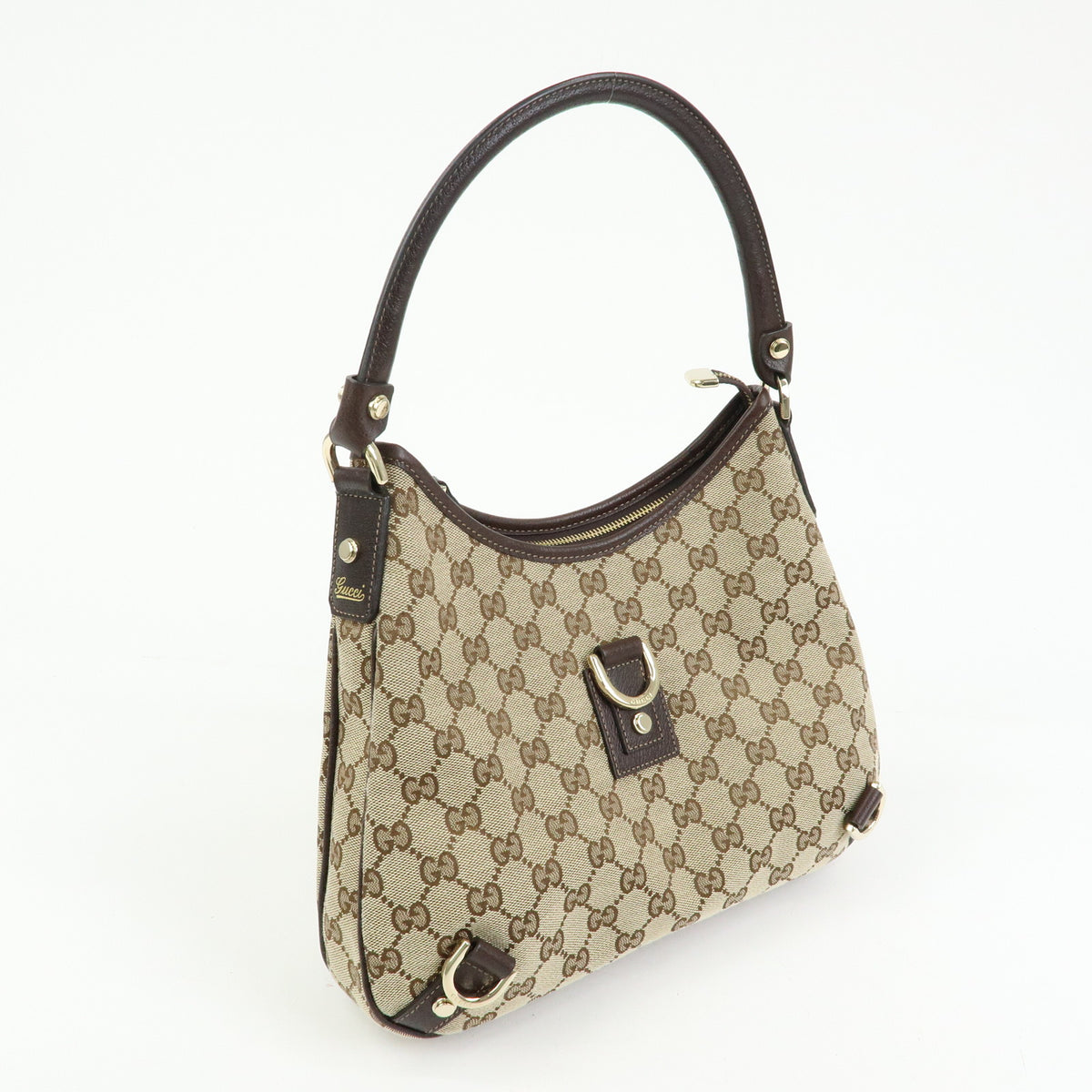 GUCCI Abbey Canvas Leather Shoulder Bag Brown 130738