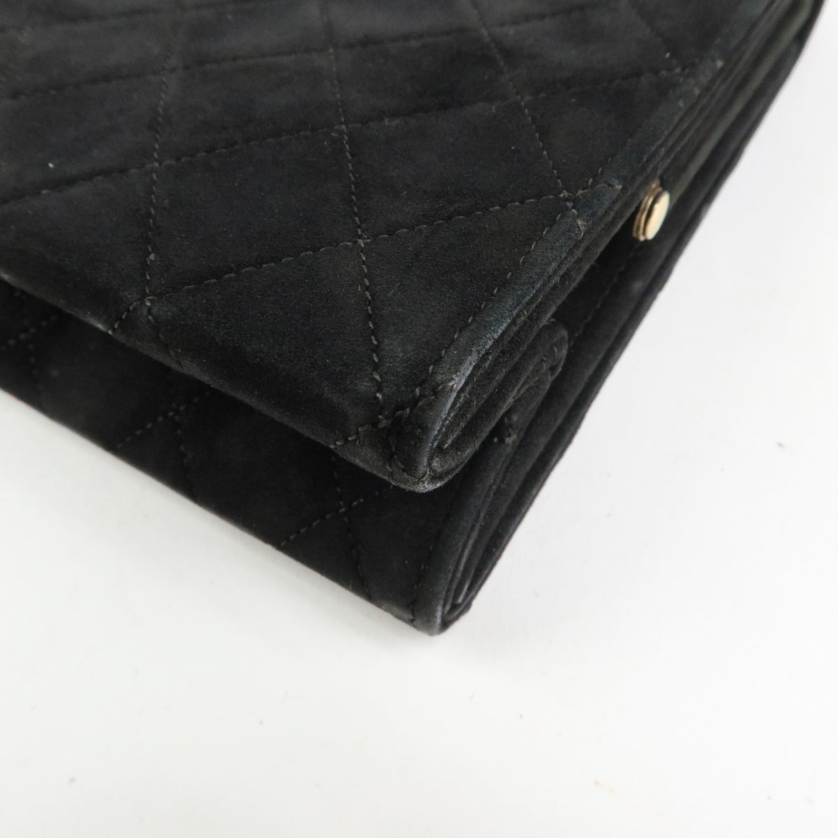 CHANEL Matelasse Suede Leather Chain Shoulder Bag Black