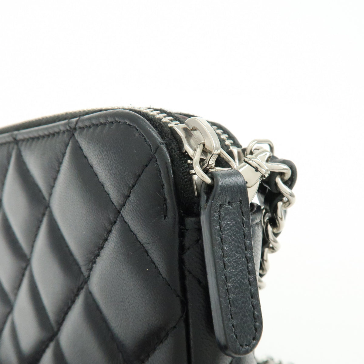 CHANEL COCO Mark Matelasse Lamb Skin Chain Shoulder Bag Black Silver