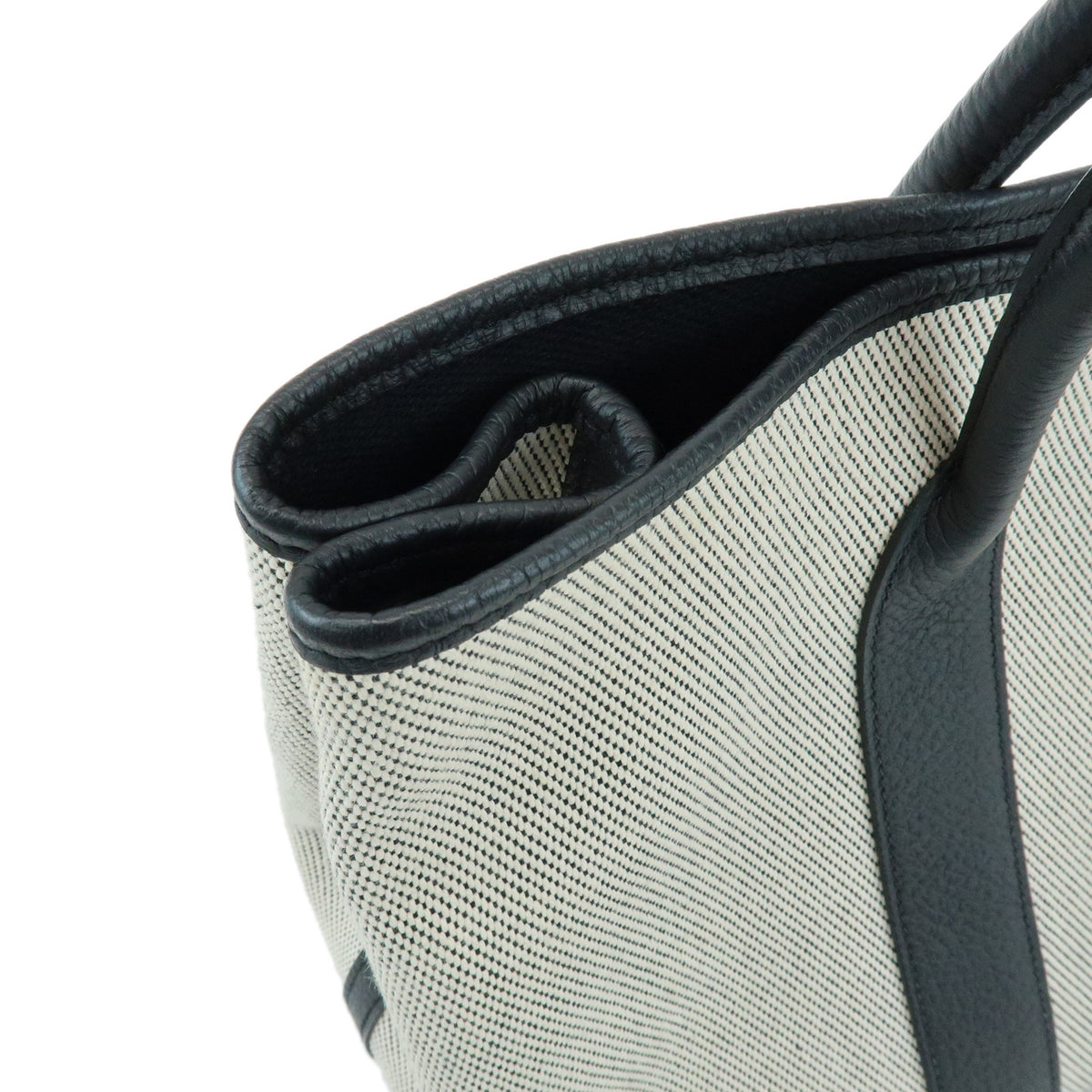 HERMES Garden Party PM Toile Twill H Tote BagT Stamped Ecru Black