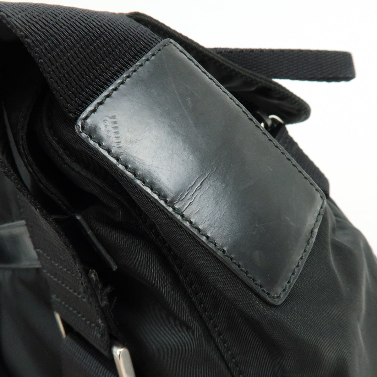 PRADA Triangle Logo Nylon Leather Shoulder Bag Crossbody Bag Black