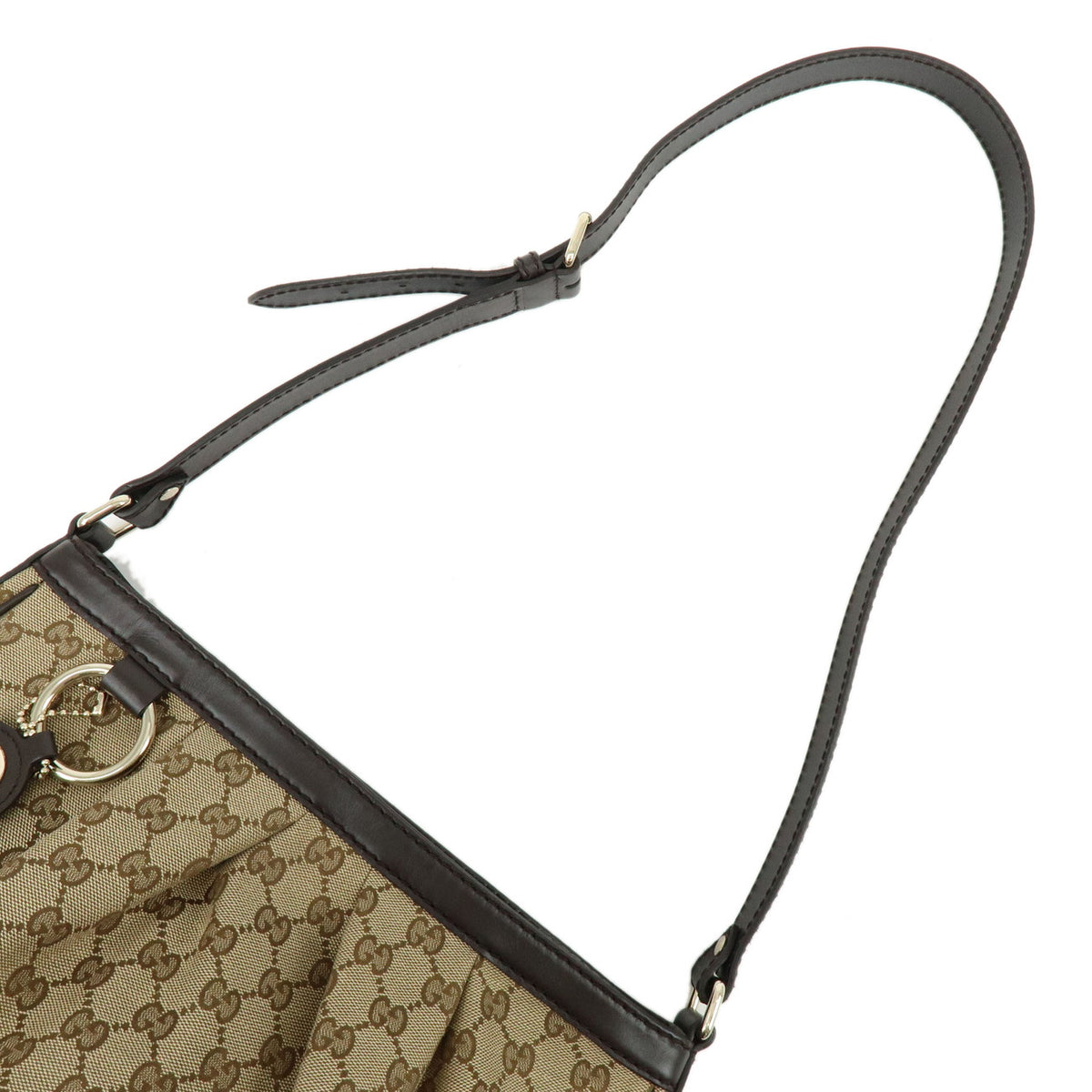 GUCCI Sukey Interlocking G GG Canvas Leather Shoulder Bag Brown 296834