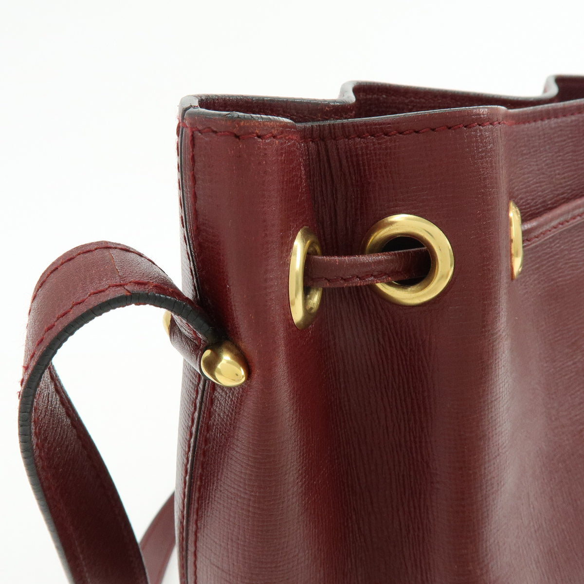 Cartier Must de Cartier Leather Drawstring Shoulder Bag Bordeaux