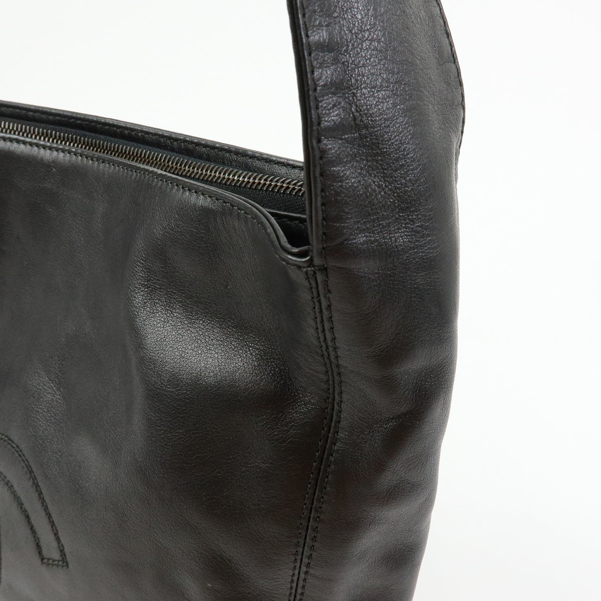 CHANEL COCO Mark Lamb Skin Leather Shoulder Bag Tassel Black Brown