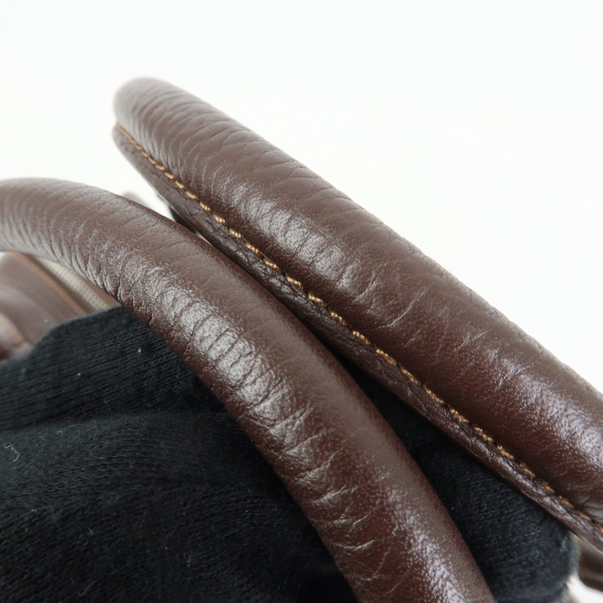 LOEWE Senda Leather Hand Bag Dark Brown