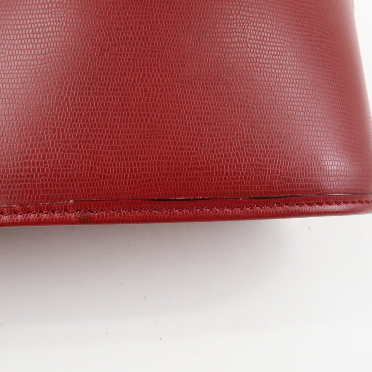 CELINE Circle Logo Leather Dome Hand Bag Red