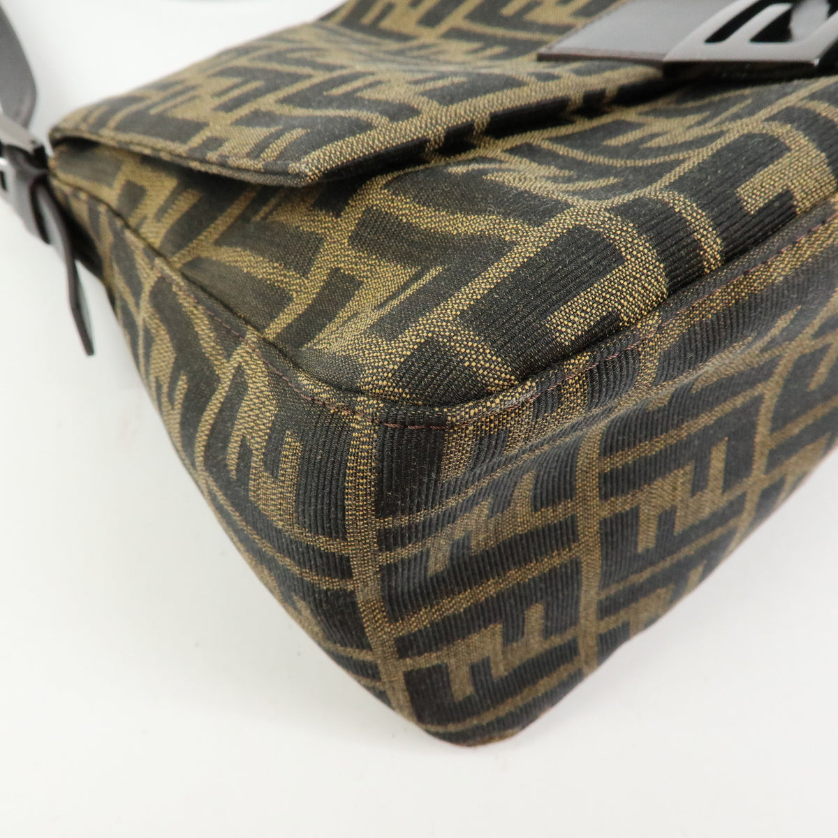 FENDI Zucca Mamma Baguette Jacquard Canvas Leather Shoulder Bag 8BR001