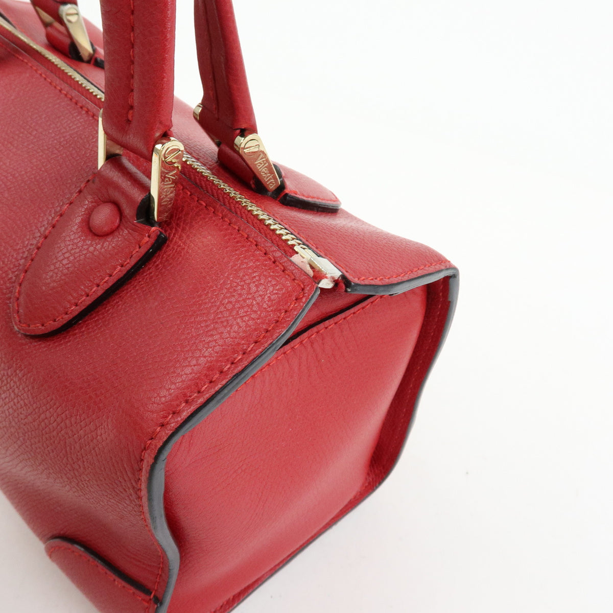 Valextra Babila Leahter Mini Boston Bag Hand Bag Red
