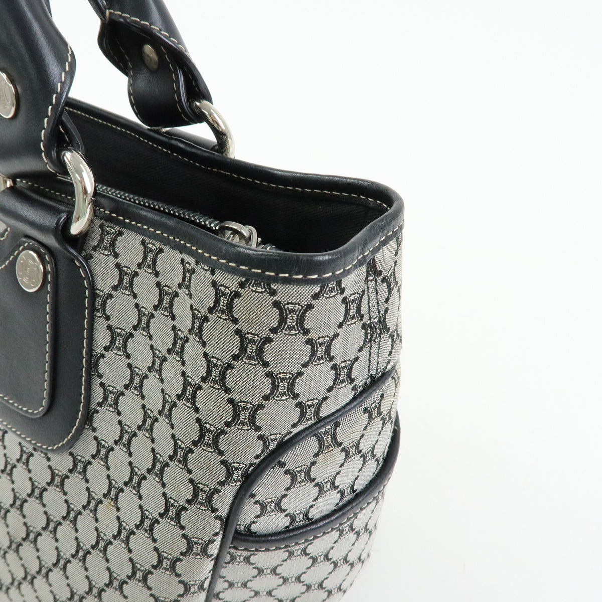 CELINE Macadam Boogie Bag Canvas Leather Hand Bag Black