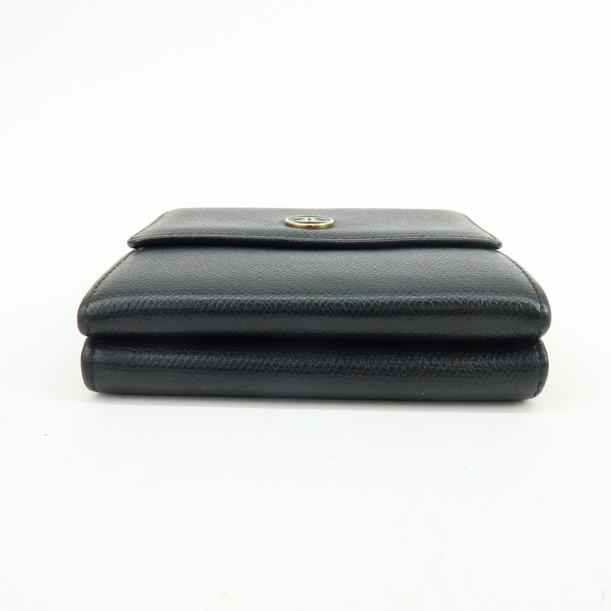 CHANEL COCO Button Calf Skin W Hook Compact Wallet Black A20902