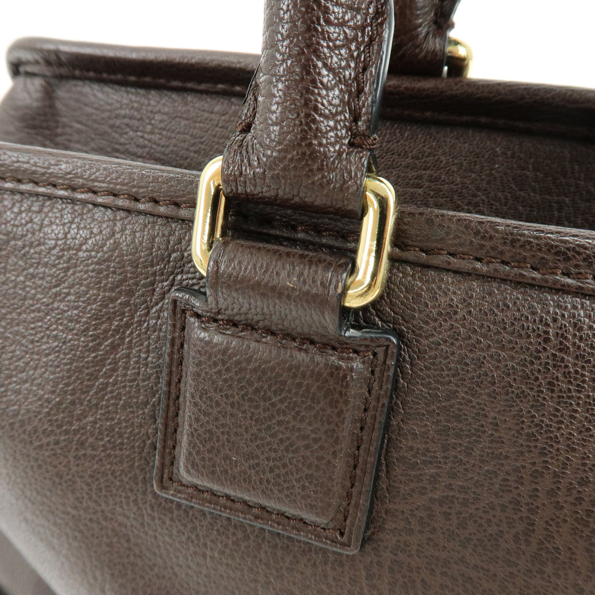 LOEWE Anagram Amazona 35 Leather Boston Bag Hand Bag Dark Brown