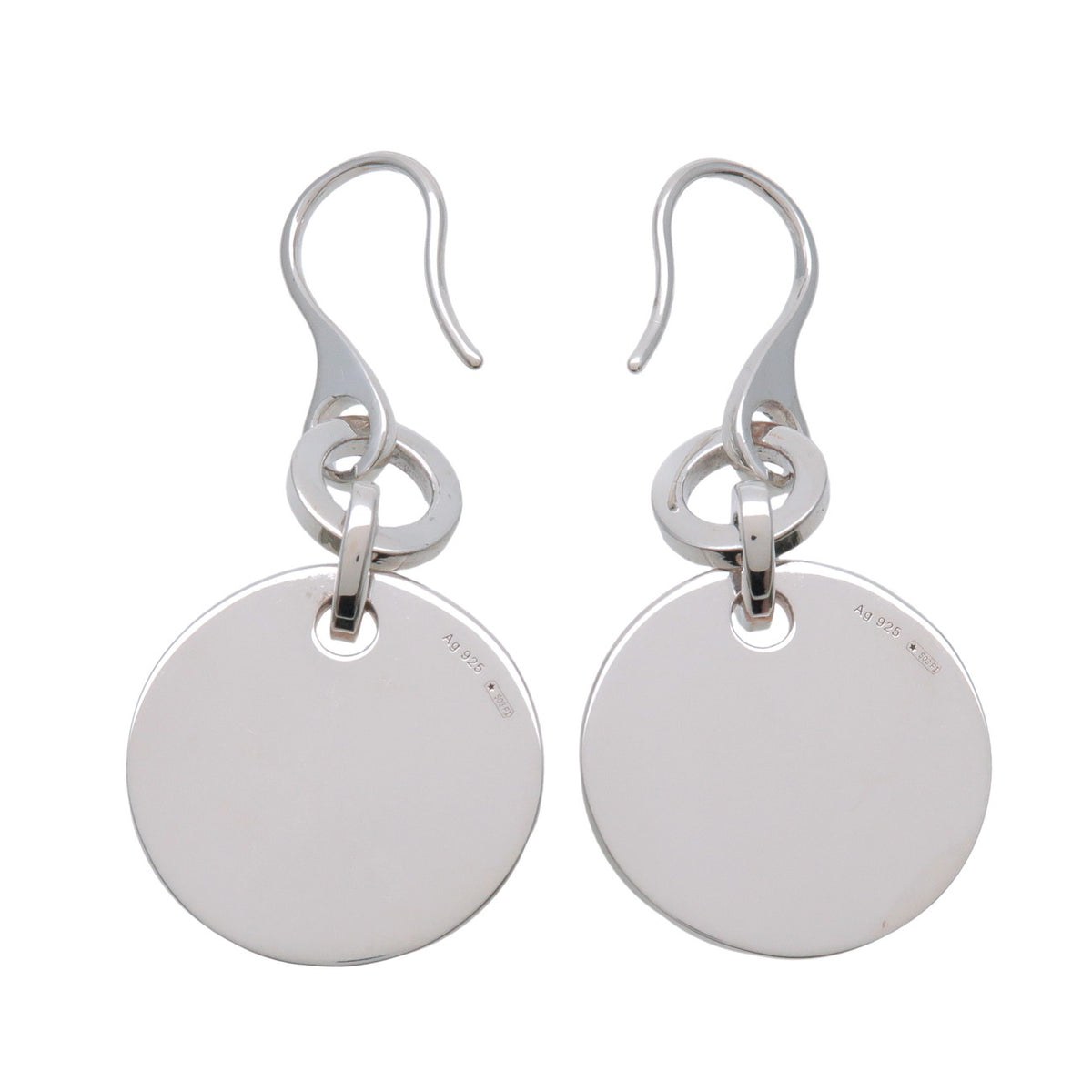 GUCCI Round Plate Hook Earrings SV925 Silver
