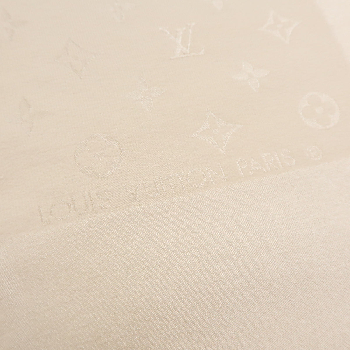 Louis Vuitton Monogram Carre Monaco Silk 100% Scarf Beige M71146