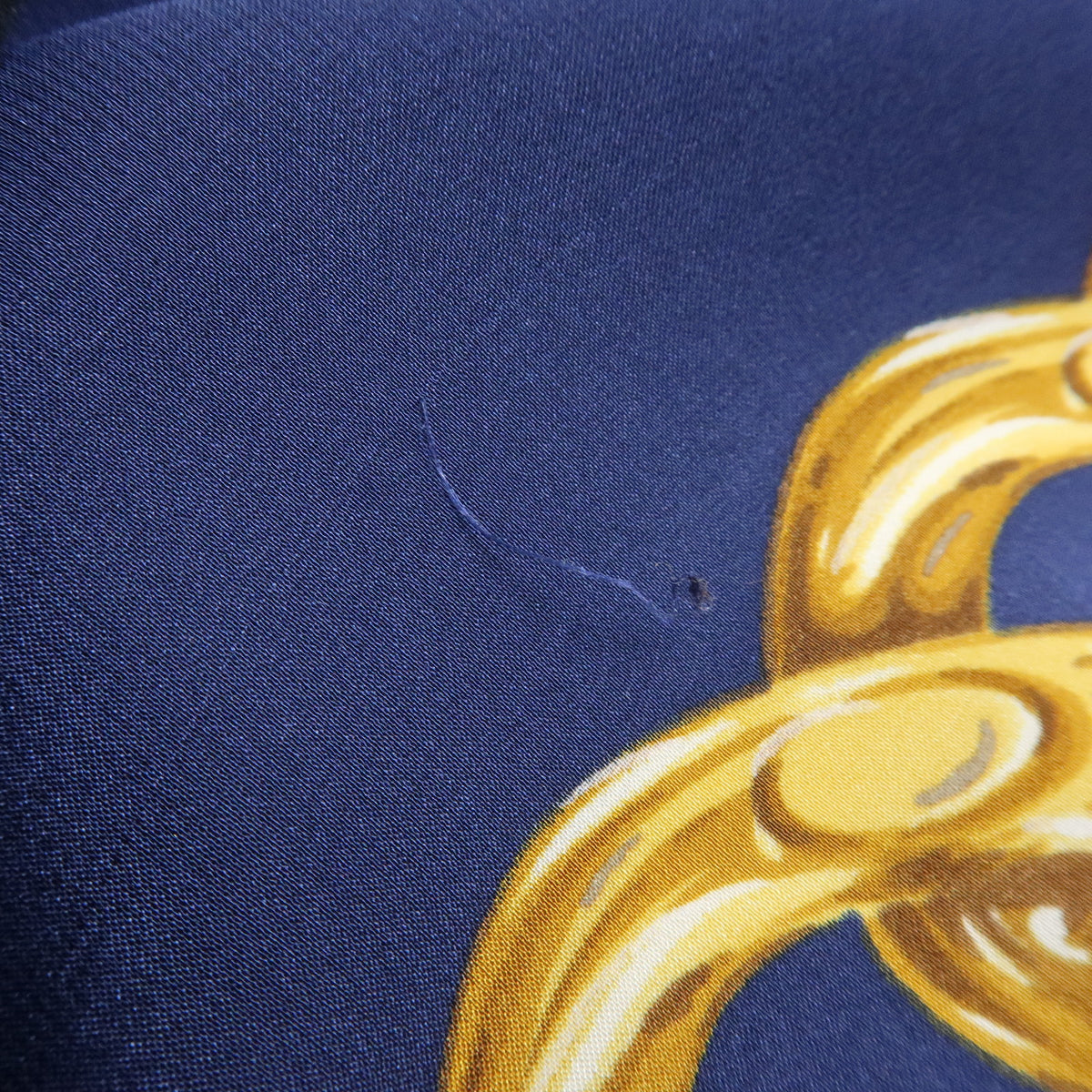CHANEL COCO Mark Silk 100% Scarf Navy Yellow White