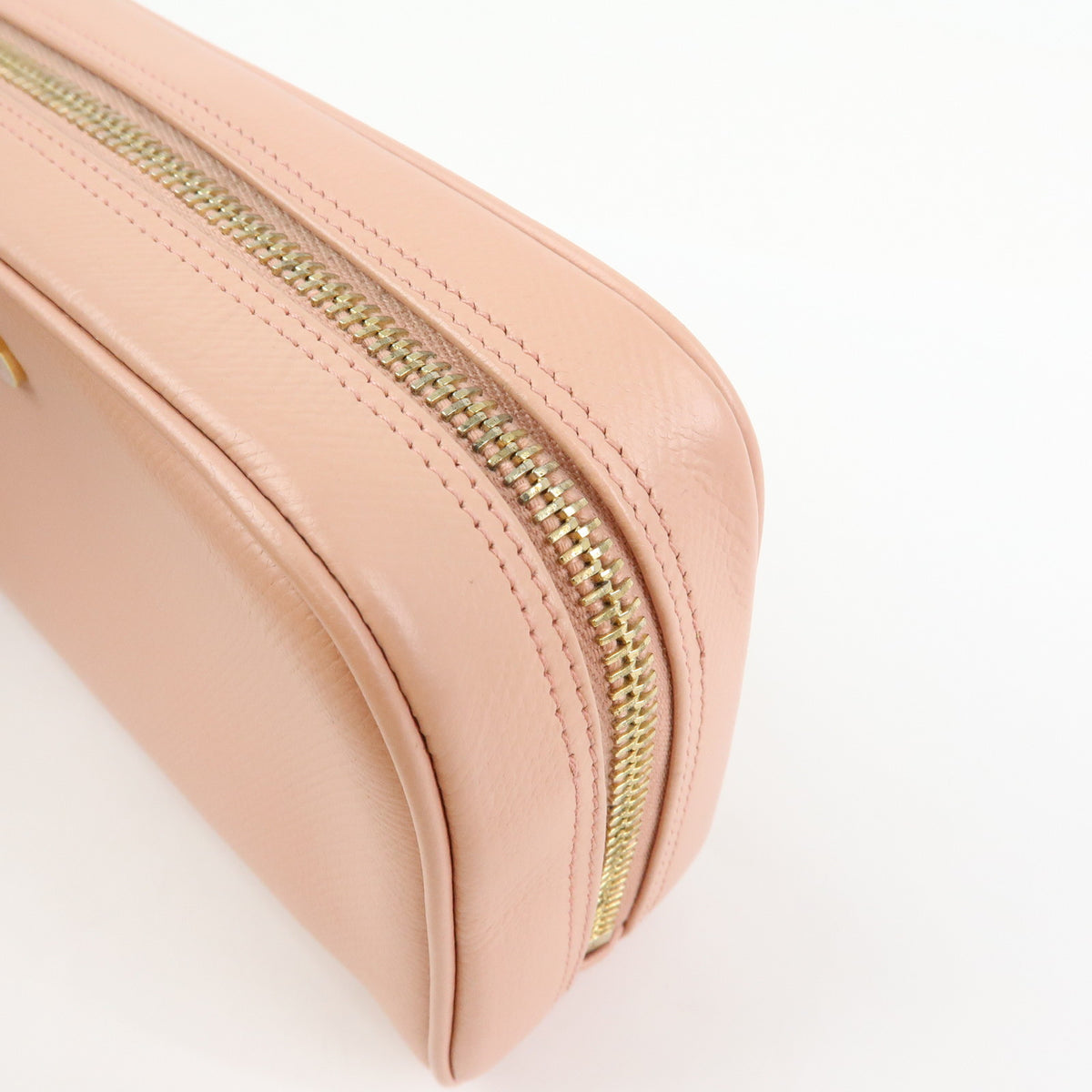 CHANEL COCO Button COCO Mark Leather Cosmetic Pouch Pink A20913