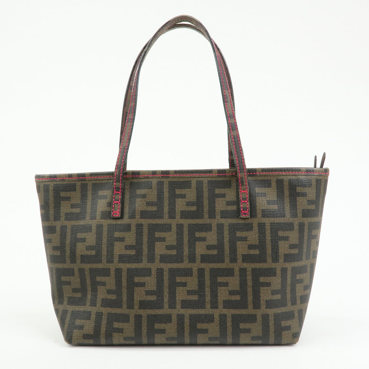 FENDI Zucca PVC Tote Bag Shoulder Bag Brown Pink 8BH223