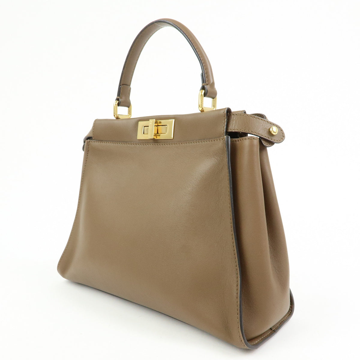 FENDI Peekaboo Pequin Leathe 2Way Hand Bag Shoulder Bag Brown 8BN290