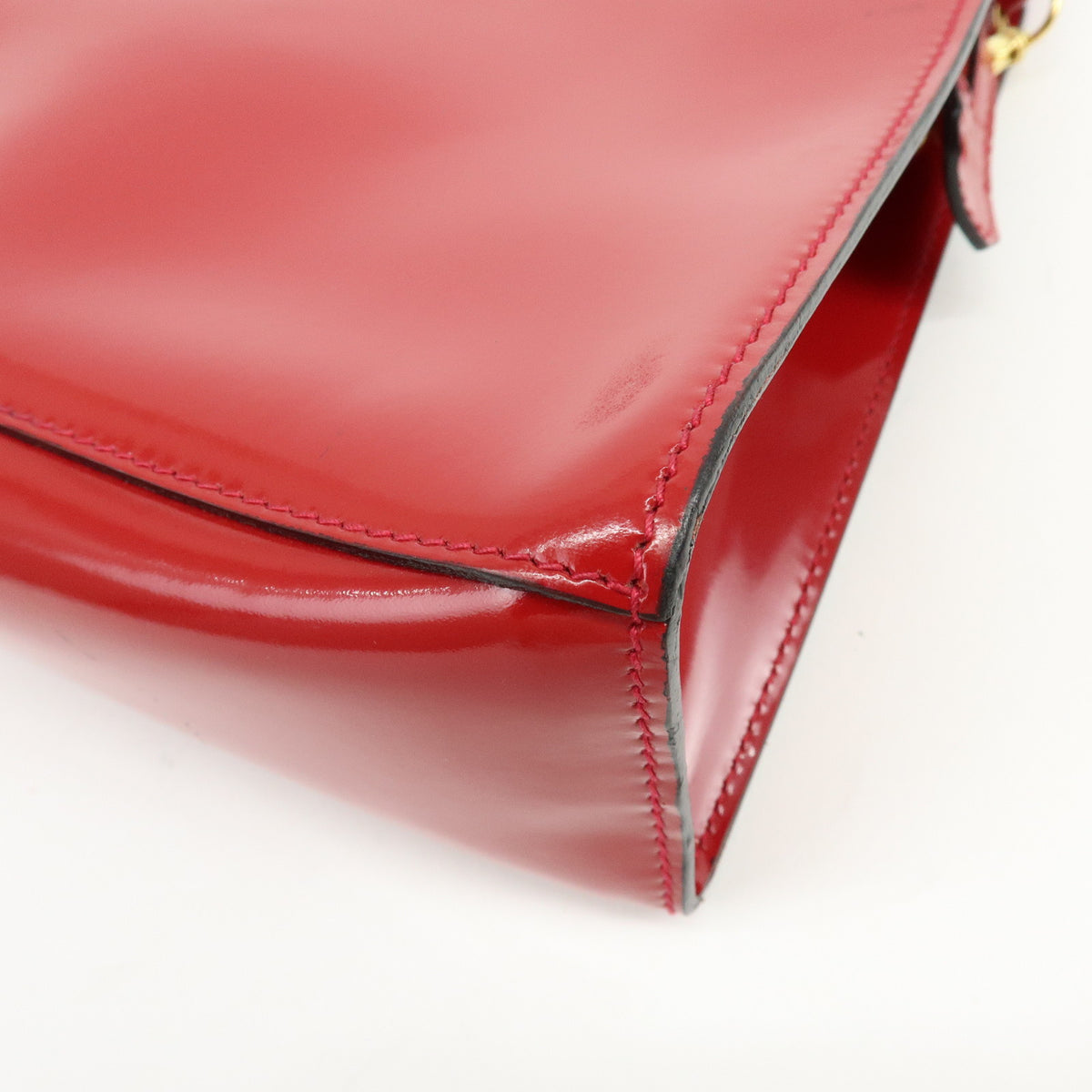 Ferragamo Patent Leather Shoulder Bag Crossbody Bag Red