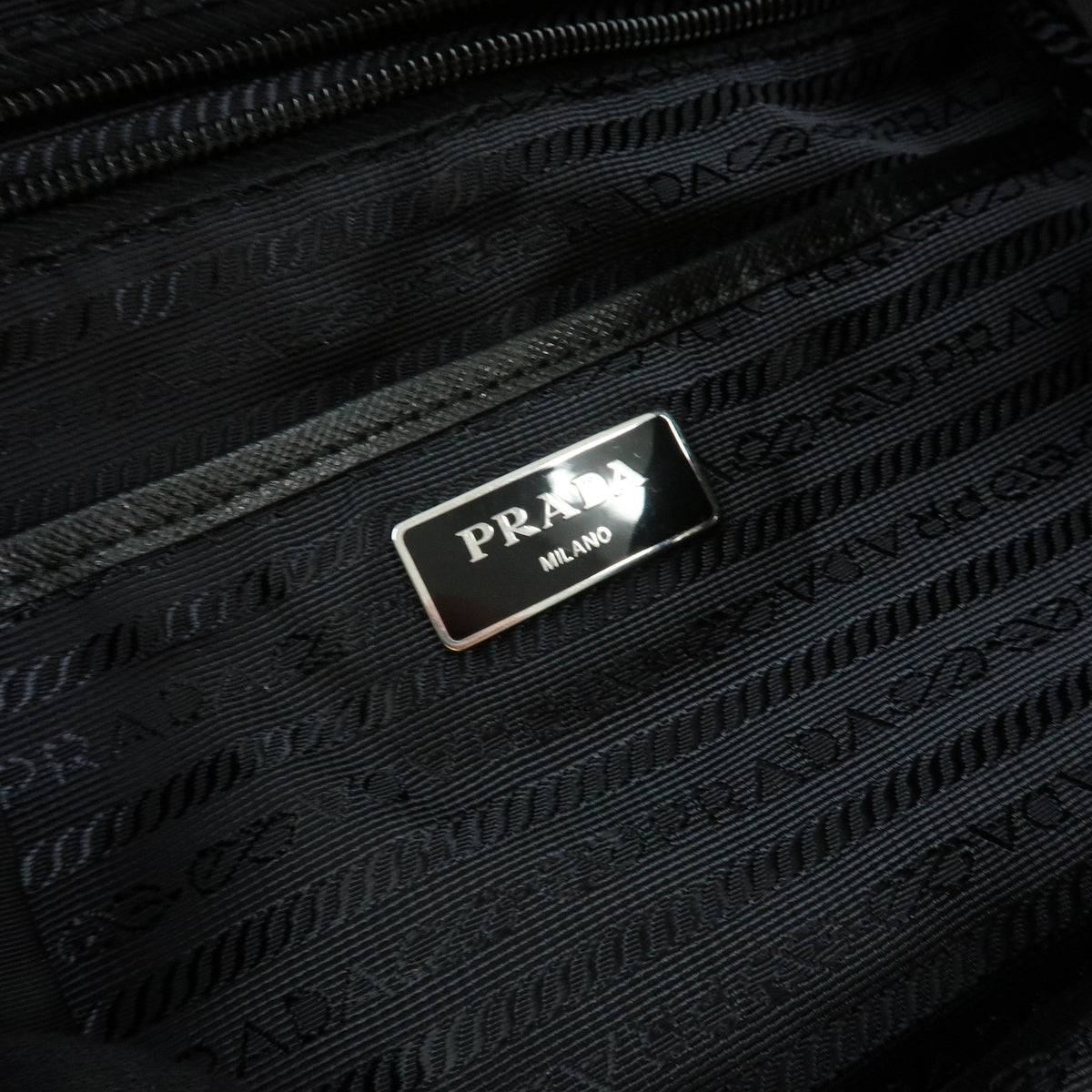 PRADA Triangle Logo Nylon Saffiano Leather Backpack Rucksack Black